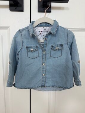 Zara kids jeans button down blouse